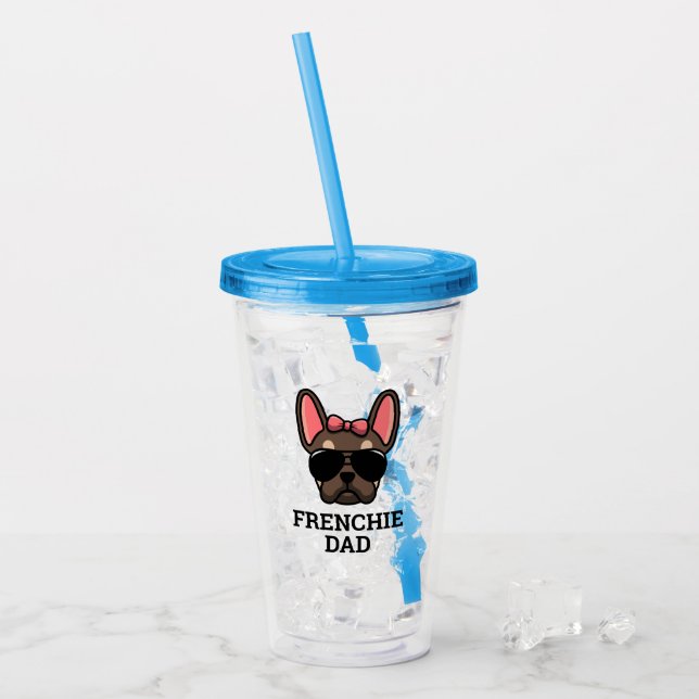 Frenchie Dog Vater Brown und Tan French Bulldog Acryltrinkbecher (Vorderseite Ice)