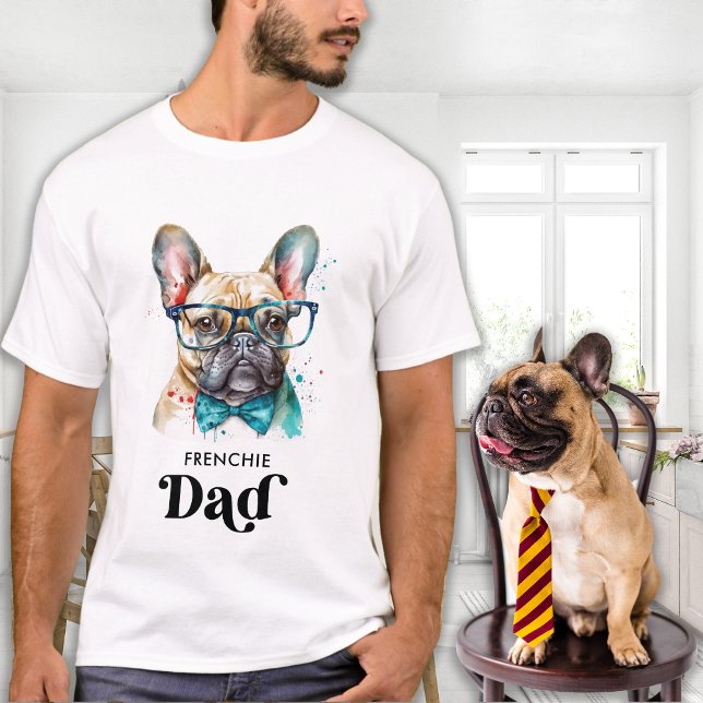 Frenchie Dog VATER Personalisiert Retro French Bul T-Shirt (Von Creator hochgeladen)