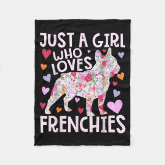 Frenchie Ein Mädchen, das Frenchies Dog Flower lie Fleecedecke