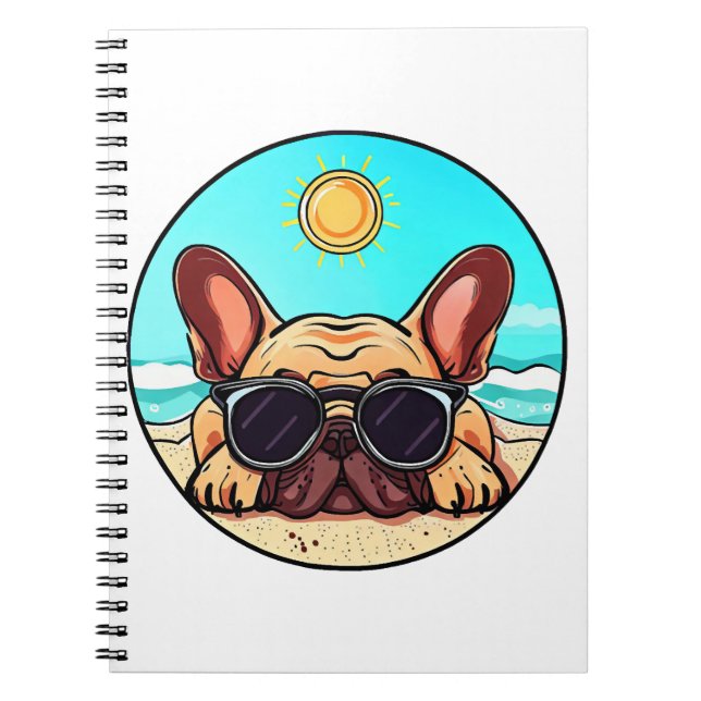Frenchie Enjoying Beach Notizblock (Vorderseite)