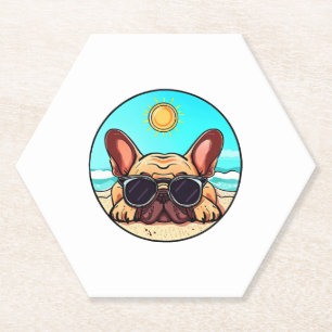 Frenchie Enjoying Beach Untersetzer