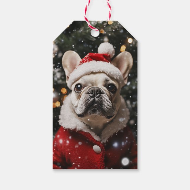 Frenchie Festival: Ein Holiday Portrait Geschenkanhänger (Vorderseite)