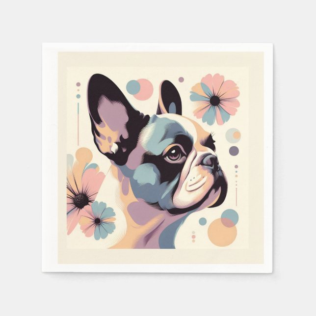 Frenchie Floral Vibes Serviette (Vorderseite)