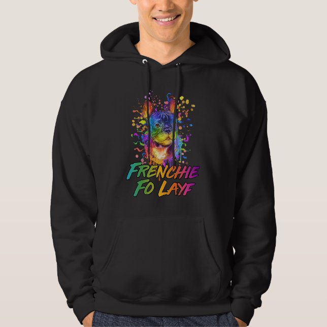 Frenchie Fo Layf Rescue Dog French Bulldog Adopt Hoodie (Vorderseite)