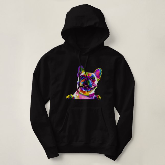 Frenchie French Bulldog Pop Art Portrait Bouledogu Hoodie (Design vorne)