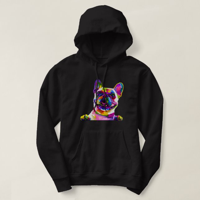 Frenchie French Bulldog Pop Art Portrait Bouledogu Hoodie (Design vorne)