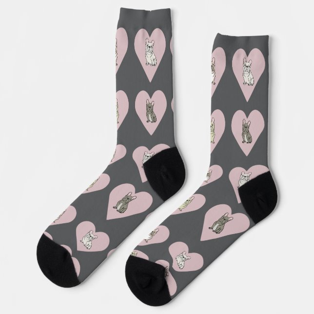 Frenchie Freunde Herzen Socken (Linkes Detail)