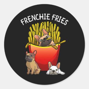 Frenchie Fries French Bulldog Lover Men Damen Kind Runder Aufkleber