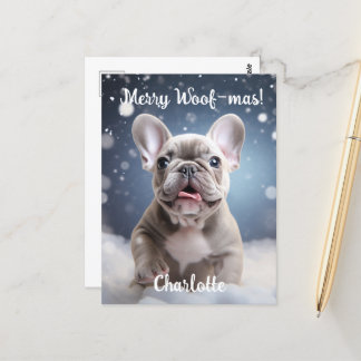 Frenchie Frosty Bliss Anpassbar Postkarte