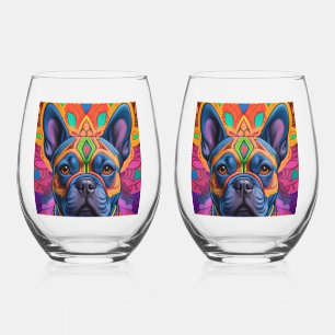 Frenchie Fun Birthday Fantasy    Weinglas Ohne Stiel