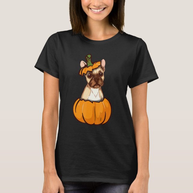 Frenchie Funny French Bulldog in Pumpkin Thanksgiv T-Shirt (Vorderseite)