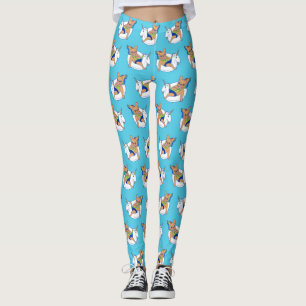 Frenchie genießt Sommer auf Einhornpoolfloss Leggings