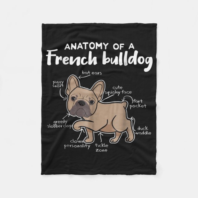 Frenchie-Geschenk| Anatomie eines französischen Bu Fleecedecke (Vorderseite)