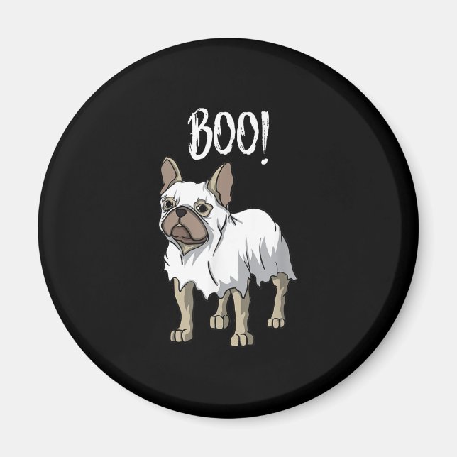 Frenchie Ghost Costume Funny Bulldog Halloween Magnet (Vorne)