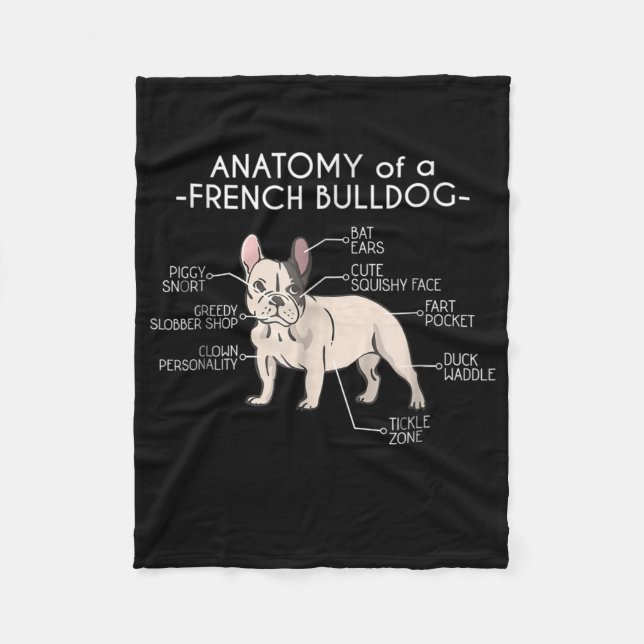 Frenchie Gift | Anatomie eines französischen Bulld Fleecedecke (Vorderseite)