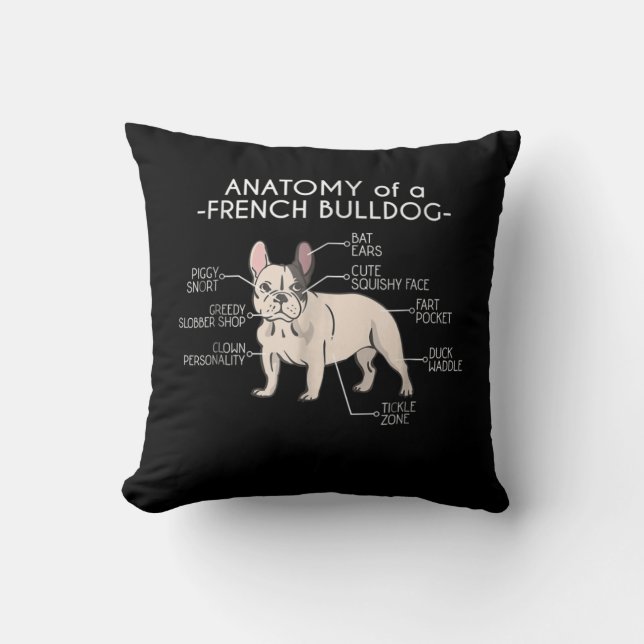 Frenchie Gift | Anatomie eines französischen Bulld Kissen (Vorderseite)