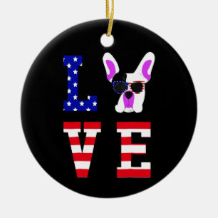 Frenchie Gift COOLE NIEDLICHE LIEBE Keramik Ornament