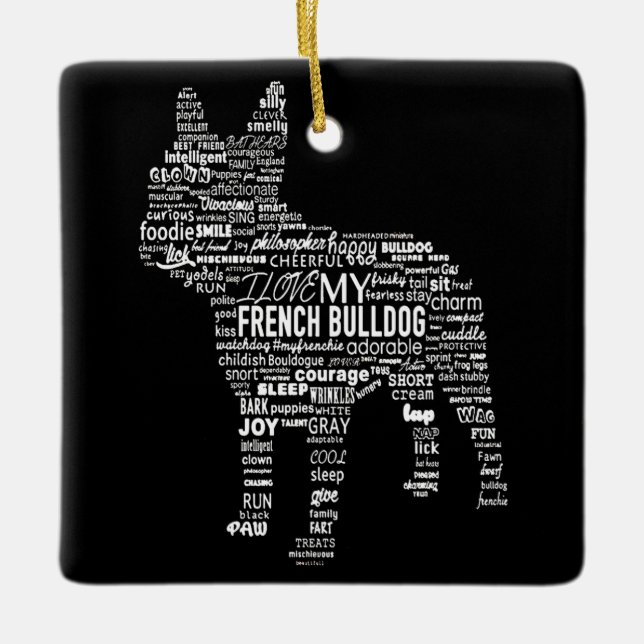 Frenchie Gift | I Liebe mein Bulldoge Keramikornament (Vorderseite)