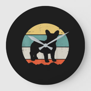 Frenchie Gift   Vintage French Bulldog Gift Große Wanduhr