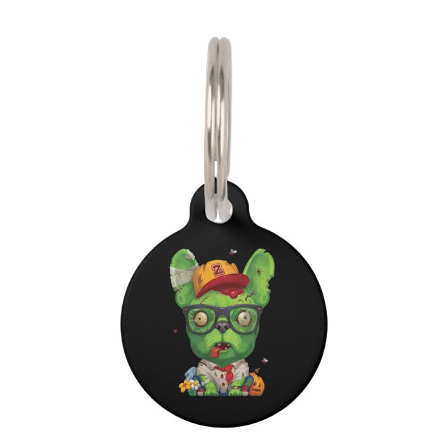 Frenchie Gift | Zombie French Bulldog Haustiermarke (Vorderseite)