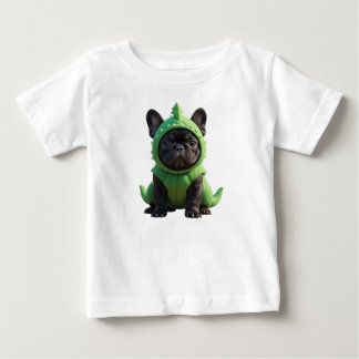 Frenchie grüner Dinosaurier Baby T-shirt