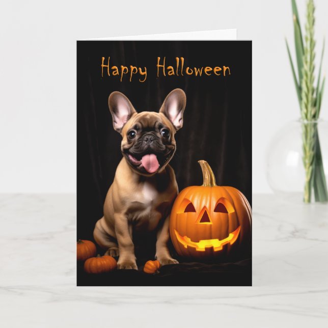 Frenchie Halloween Karte (Vorderseite)