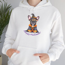 Frenchie Halloween Lila Robe Hexenhut