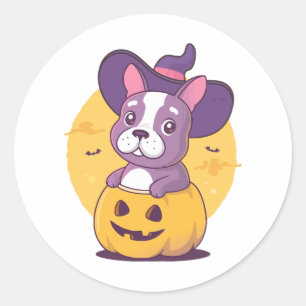 Frenchie Halloween Runder Aufkleber