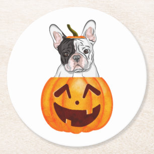Frenchie Halloween Runder Pappuntersetzer