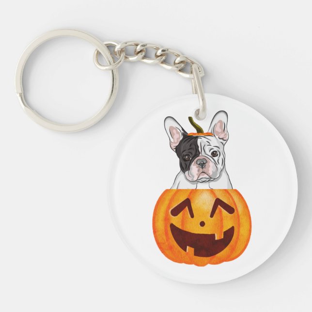 Frenchie Halloween Schlüsselanhänger (Vorderseite)