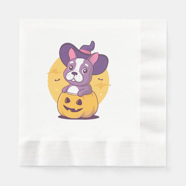 Frenchie Halloween Serviette (Vorderseite)
