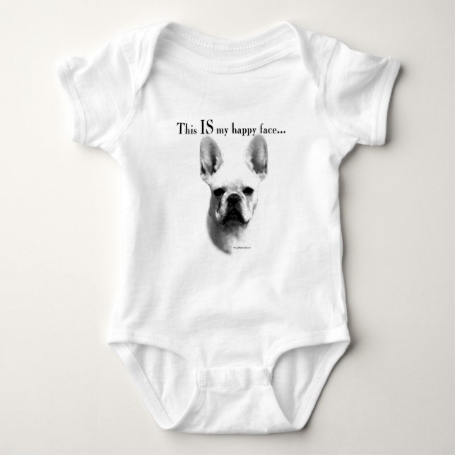 Frenchie Happy Face Baby Strampler (Vorderseite)