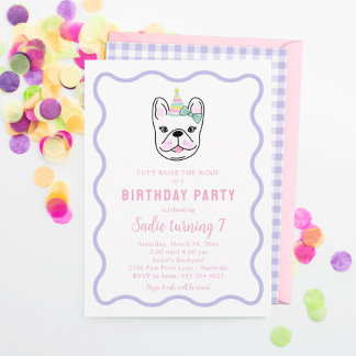 Frenchie Hund Geburtstagsparty Einladung