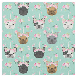 Frenchie Hunde Blume Stoff