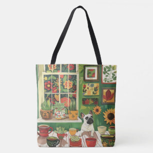 Frenchie im Boho-Garten-Teeraum