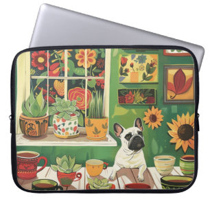 Frenchie im Boho-Garten-Teeraum Laptopschutzhülle