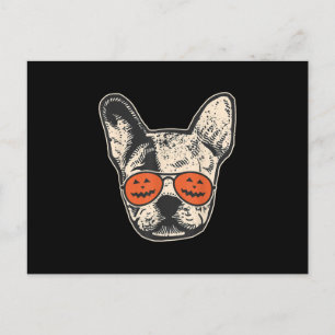 Frenchie In Pumpkin Sungasse Halloween Bulldog Feiertagspostkarte