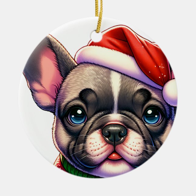 Frenchie Keramik Ornament (Vorne)