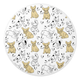 Frenchie Lieben Knochen Keramikknauf