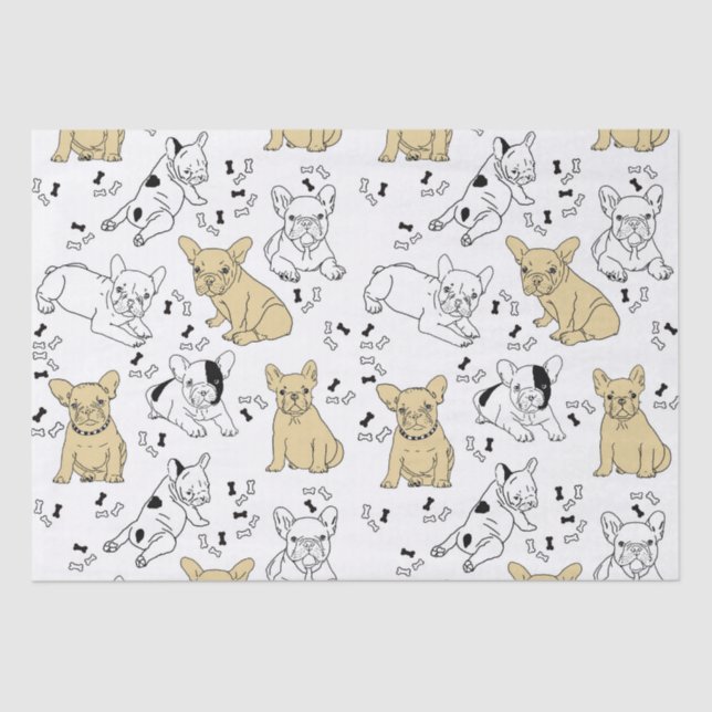 Frenchie Lieben Knochen Seidenpapier (Vorderseite)