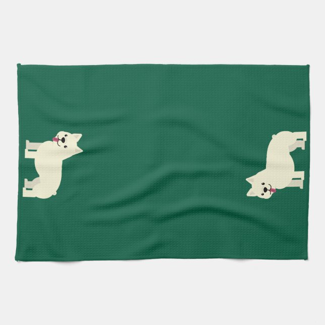 Frenchie Lover Green Geschirrtuch (Horizontal)
