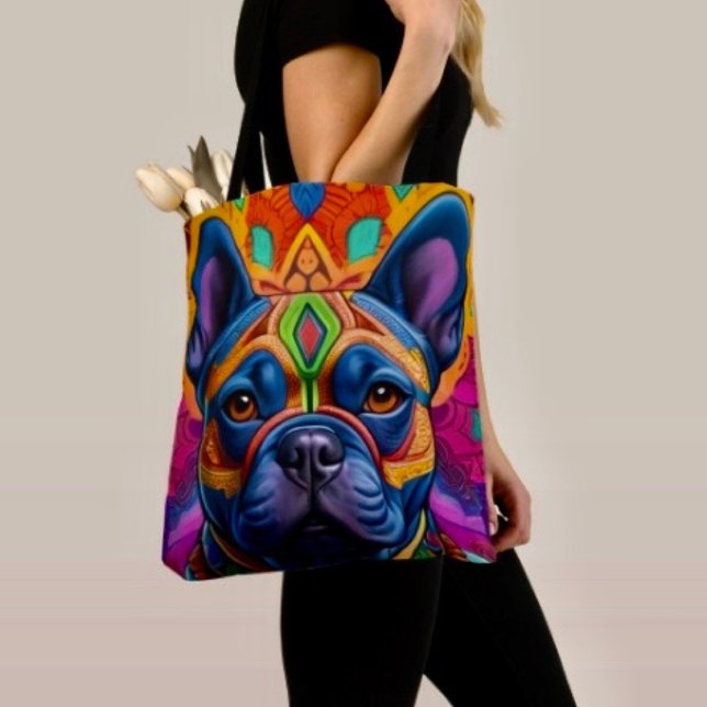 Frenchie Lustiger Geburtstagsfantasie (Tote Bag — 100% polyester, black laminated lining 100% cotton web hand. Made in the USA.
)