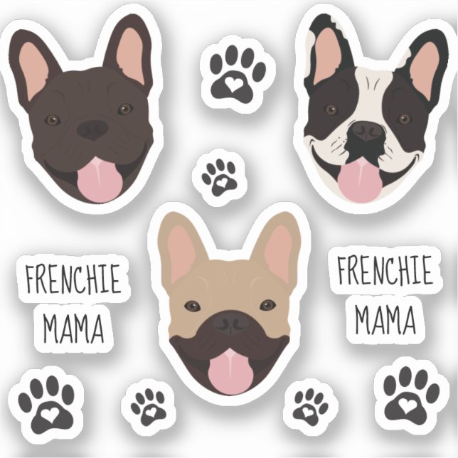 Frenchie Mama French Bulldogs Paw Print Aufkleber (Vorderseite)
