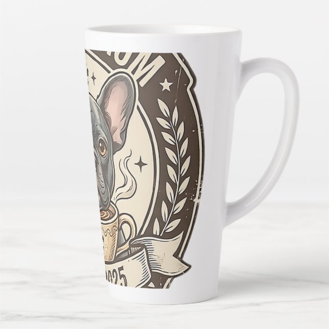 Frenchie-Mama-Kaffee-Power-Vintage-Design Milchtasse (Rechts)