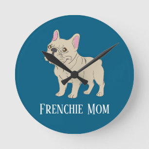 Frenchie Mama Runde Wanduhr