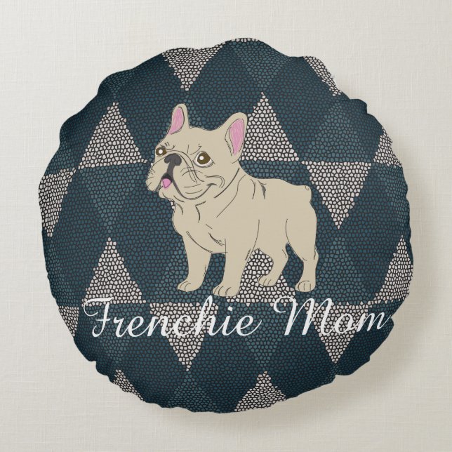 Frenchie Mama Rundes Kissen (Rückseite)