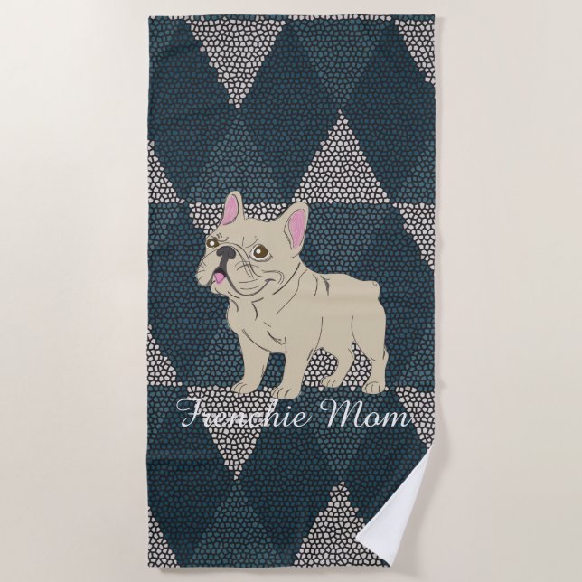 Frenchie Mama Strandtuch (Vorderseite)