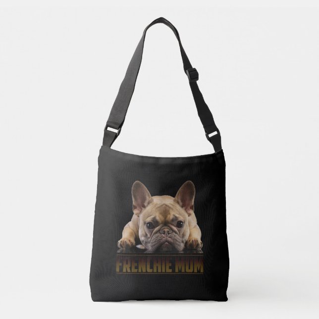 Frenchie Mama T Women French Bulldog Gift Dog Mama Tragetaschen Mit Langen Trägern (Vorderseite)