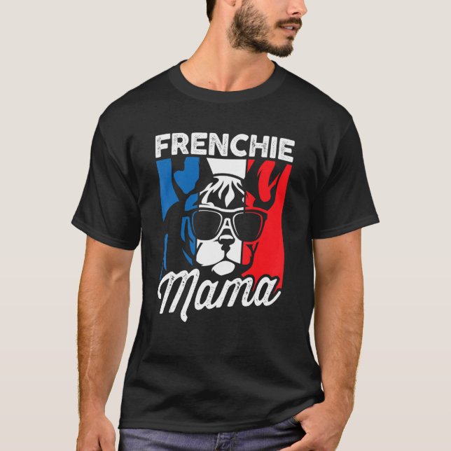 Frenchie Mama Vintager französischer Bulldog-Hund  T-Shirt (Vorderseite)