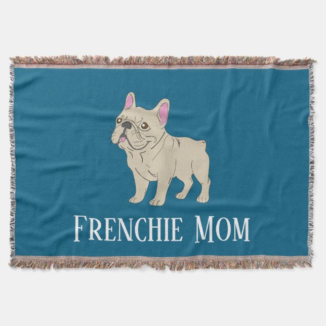 Frenchie-Mama-Wurfkissen Decke (Vorderseite)